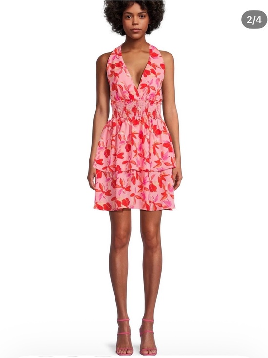 Madden Nyc Dresses & Skirts - Floral Pink Halter Mini Dress